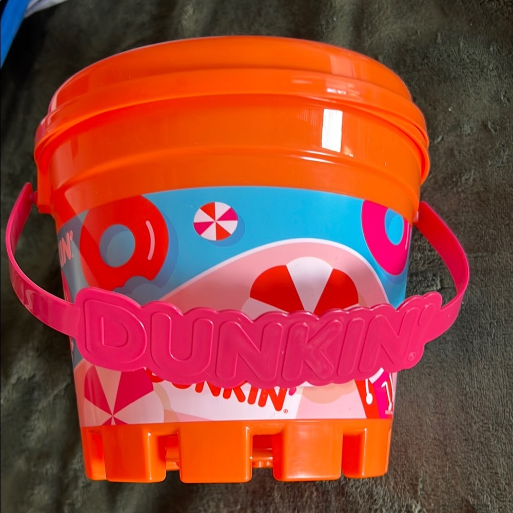 Dunkin' Orange and Pink Bucket